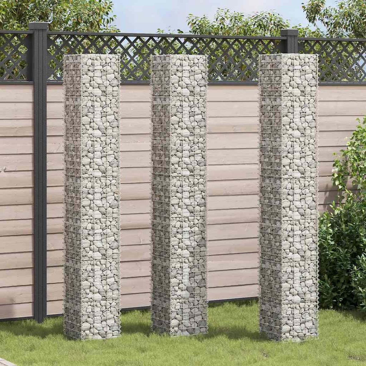 GABIONEN-HOCHBEETE 3 Stk. 30x30x200 cm Eisen - Silberfarben, Metall (30/200/200cm) - furnicato