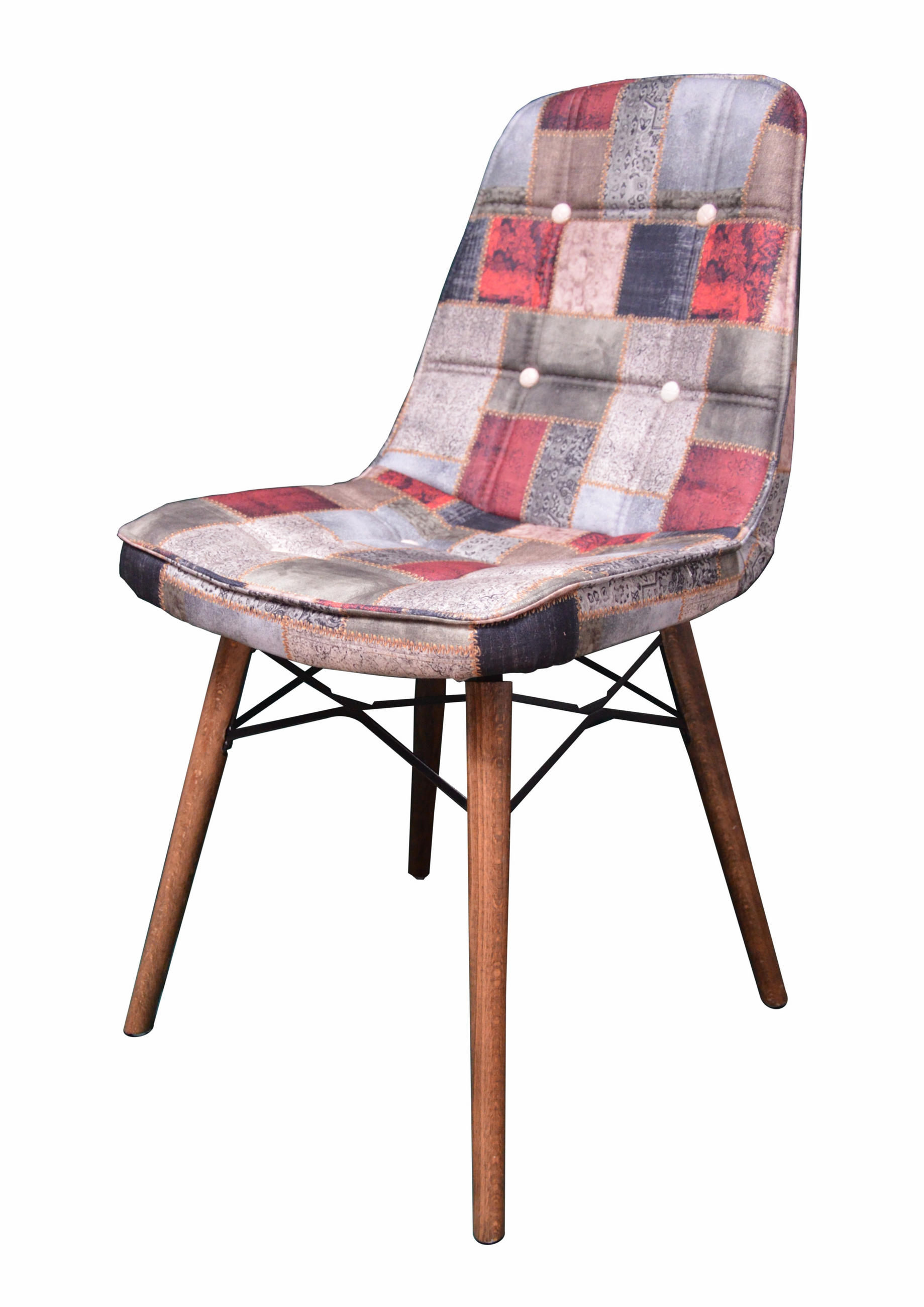 STUHL DENVER mit Holzbeinen - Multicolor/Grau, Holz/Textil (46/85/46cm) - Stuhlmann