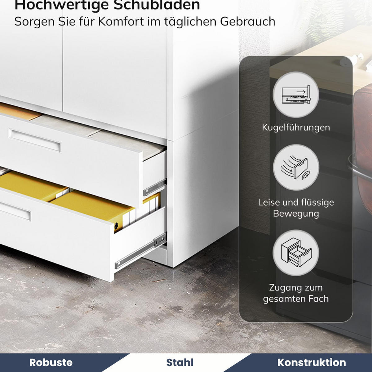 METALLSCHRANK mit Doppel-Schublade MEGAN 195x90x40cm Weiß - Weiß, Metall (90/195/40cm) - Jan Nowak