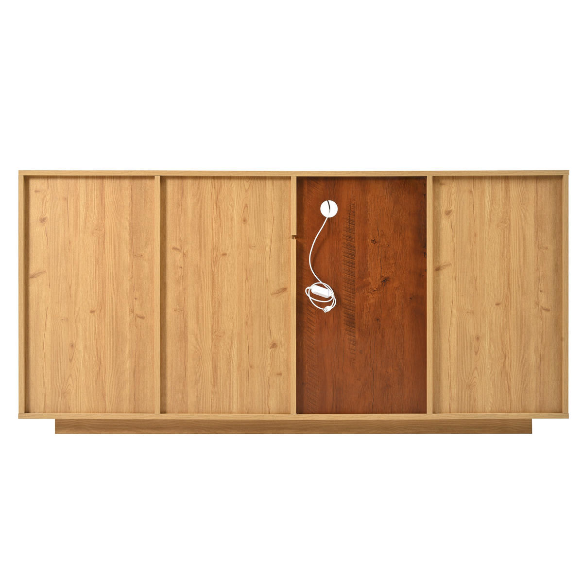 SIDEBOARD 160/40/77 cm in Weiß und Holzoptik mit LED-Beleuchtung und 4 Schubladen - Naturfarben, Holzwerkstoff (160/77/40cm) - Flora Grace