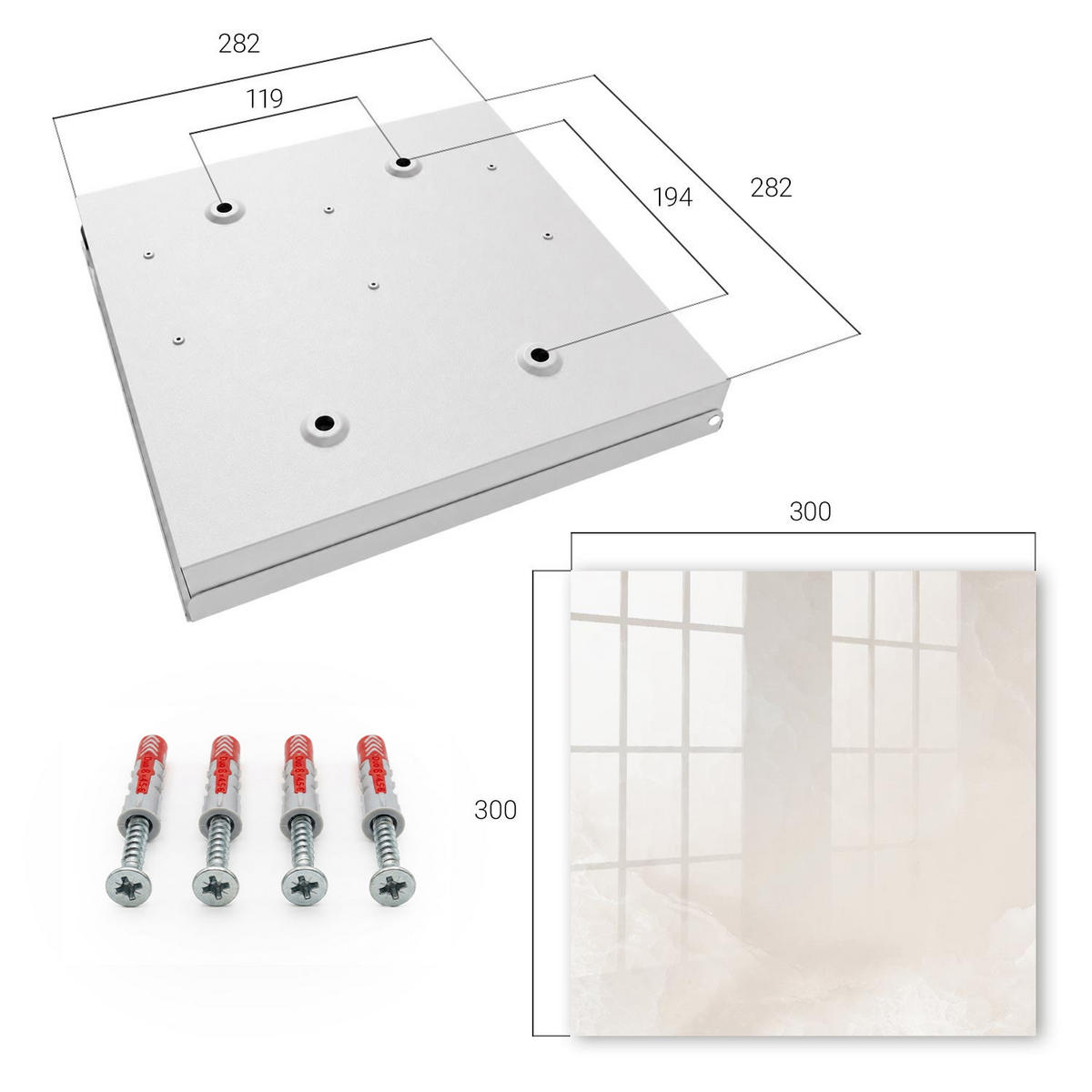 SCHLÜSSELBOX Weiß 30x30 cm – Türöffnung nach rechts - Beige Eleganz - Beige, Metall (30/30/5cm) - TULUP
