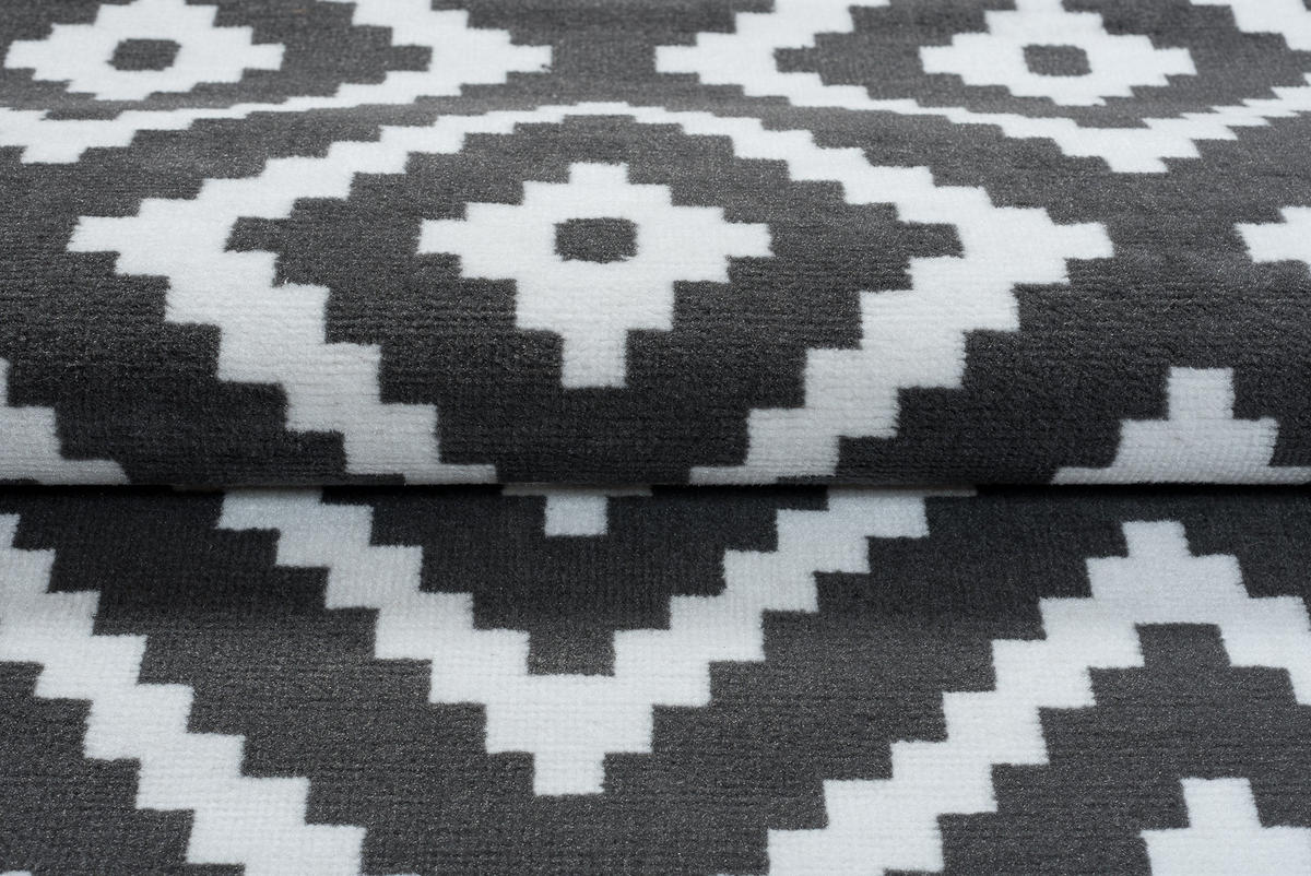 TEPPICH LUXURY Grau Marokkanisch Karo 120/170 cm - Dunkelgrau, Textil (120/170cm) - Tapiso