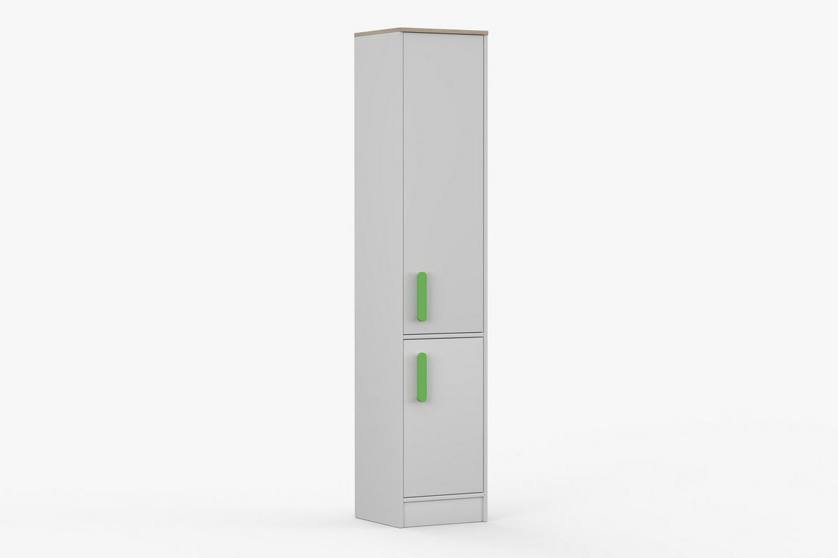 REGAL MIKI 01 Korpus Weiß | Griffe Grün - Weiß/Grün, Holz/Holzwerkstoff (40/197/38cm) - Deine Möbel 24