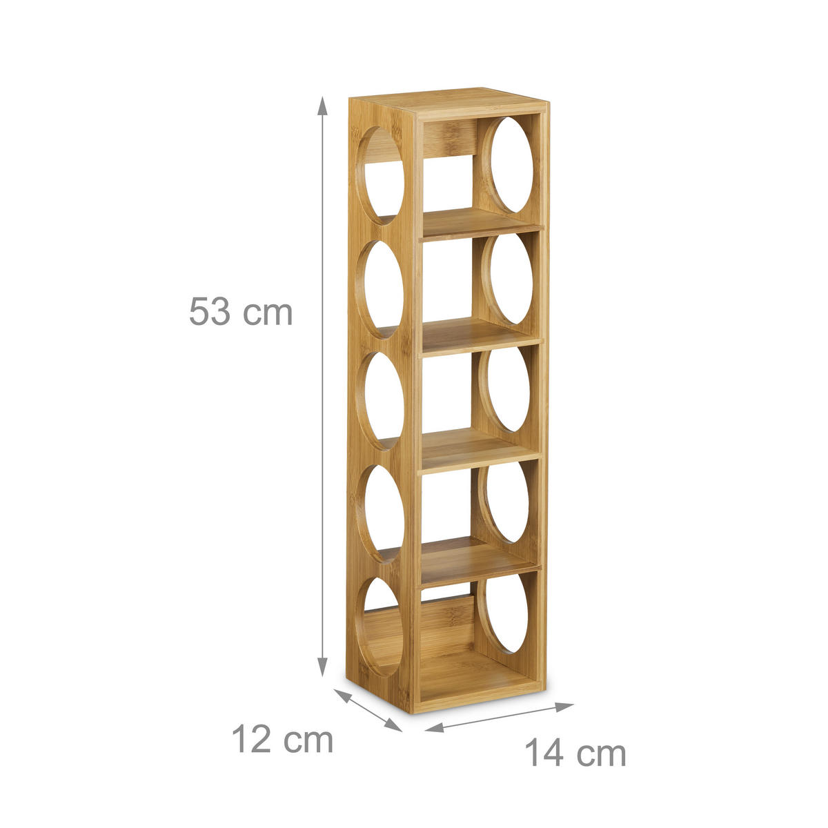 WEINREGAL - Hellbraun, Holz (14/53/12cm) - Relaxdays