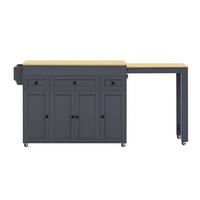 KÜCHENINSEL mit ausziehbarer Arbeitsplatte 137-190,6 x 45,2 x 92 cm Grau - Grau, Holz (45.2/92/137cm) - Beauniv