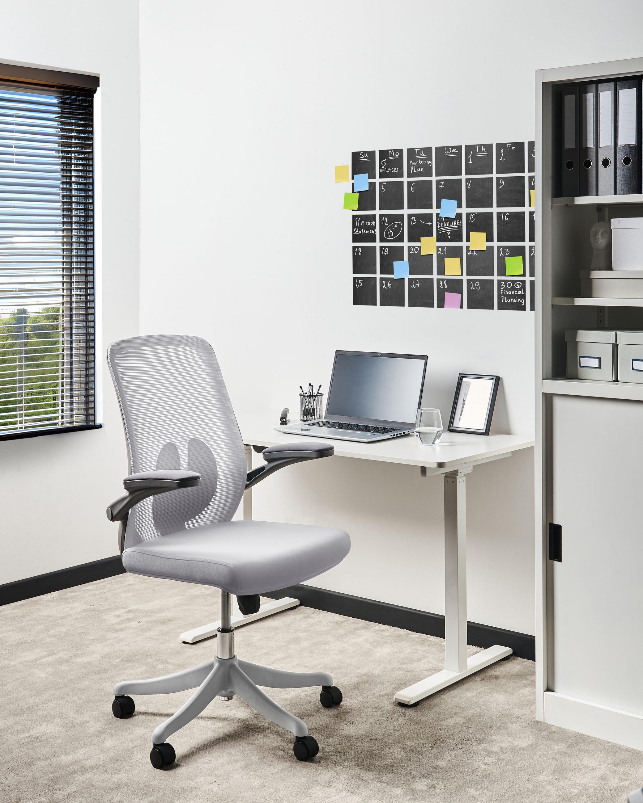 BÜROSTUHL Stoff Grau Overlord - Grau, Textil (49/100/63cm) - Beliani