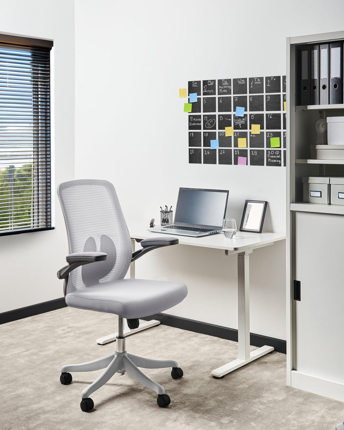 BÜROSTUHL Stoff Grau Overlord - Grau, Textil (49/100/63cm) - Beliani