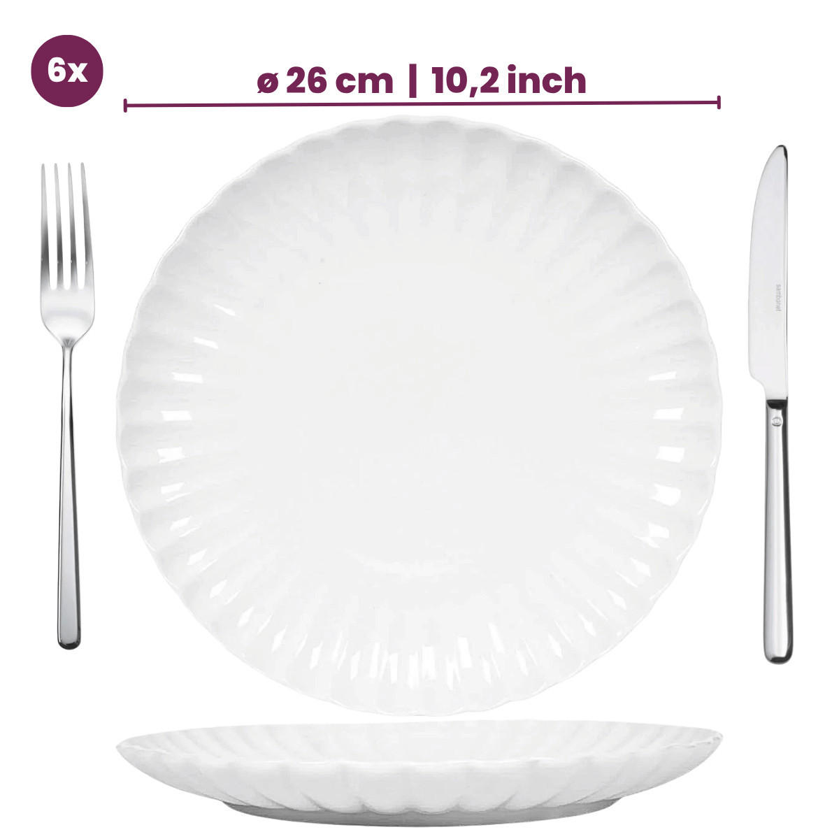 SPEISETELLER Cardida Off White ø 26 cm - 6 Stück - Weiß, Keramik (1/2/3cm) - Cookinglife