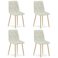 ESSZIMMERSTUHL 4-er Set TYRA beiger Sitz, Beine in Holzfarbe - Eichefarben/Beige, Textil (44.5/87/54.5cm) - Valora