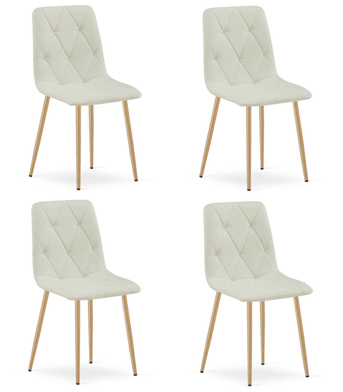 ESSZIMMERSTUHL 4-er Set TYRA beiger Sitz, Beine in Holzfarbe - Eichefarben/Beige, Textil (44.5/87/54.5cm) - Valora