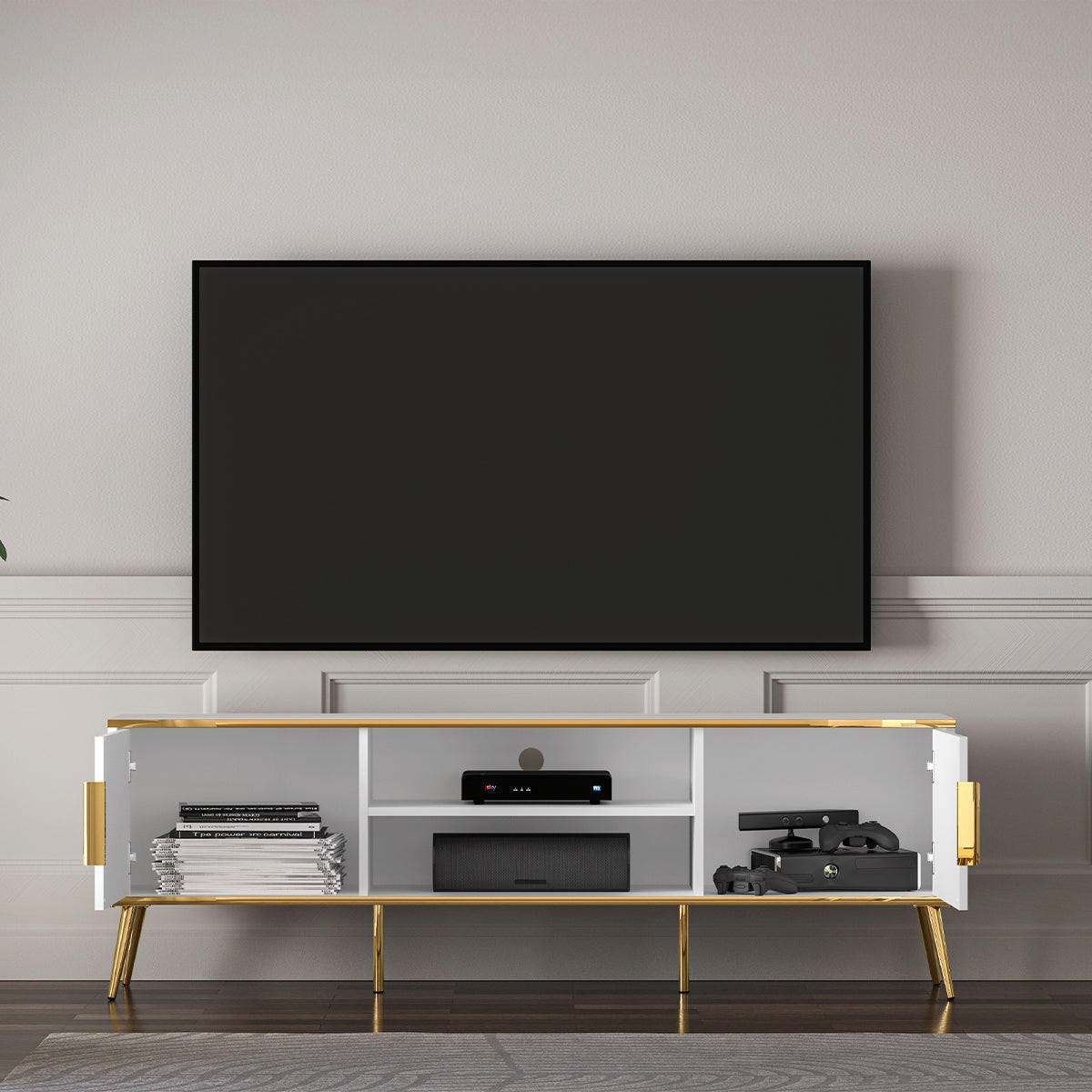 TV-MÖBEL Zora Weiß - Weiß, Holzwerkstoff (160/53/40cm) - Petits-meubles
