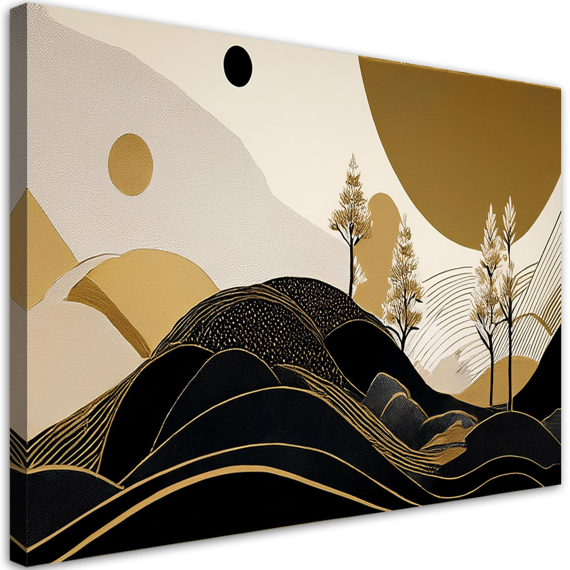 WANDBILD landschaft abstrakter glamour golden - Schwarz, Textil (60/40cm) - Feeby