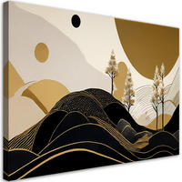 WANDBILD landschaft abstrakter glamour golden - Schwarz, Textil (60/40cm) - Feeby