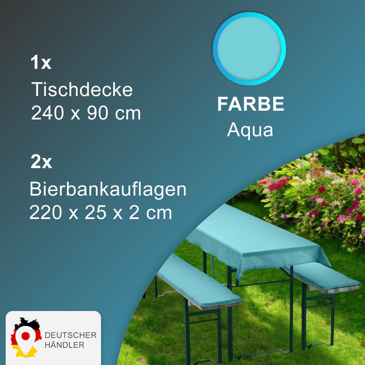 BIERBANKAUFLAGEN Set 240x90 cm Aqua - Türkis, Textil (90/240cm) - NYVI
