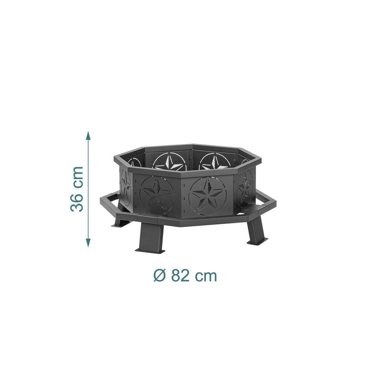 FEUERSCHALE - Schwarz, Metall (82/36/82cm) - Relaxdays