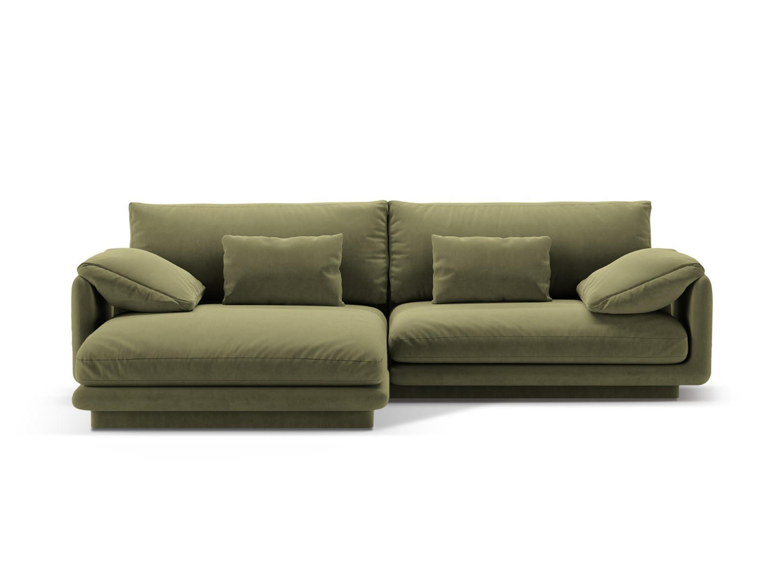 ECKSOFA links Torino aus Samt hellgrün 4 Sitzplätze - Hellgrün, Textil (170/250cm) - Micadoni