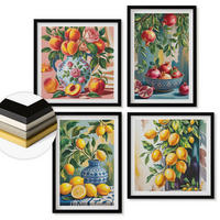 WANDBILDER 4er-Set - 50x50 cm & 40x60 cm Schwarzer Rahmen - Fruchtzusammensetzungen - Schwarz, Kunststoff (50/50cm) - ArtPrintCave