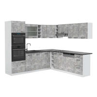 ECKKÜCHE R-Line, Beton/Weiß, 247 x 237 cm, AP Anthrazit - Weiß/Grau, Holzwerkstoff (247/81.6/60cm) - Vicco