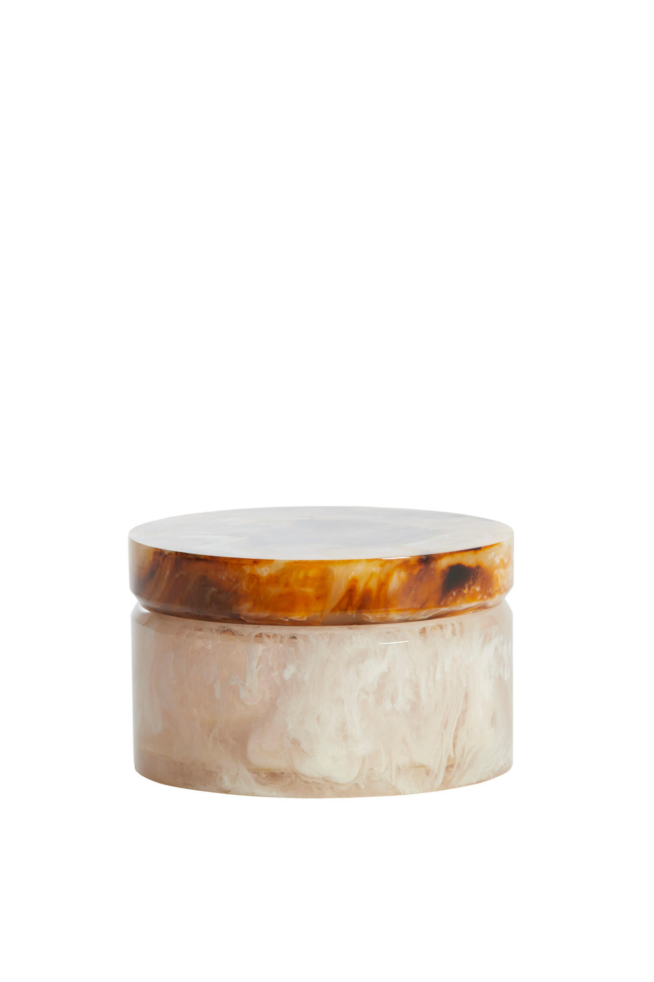 DEKO-DOSE Kelimutu Weiß Ø15/9,5 cm - Bernsteinfarben, Kunststoff (15/9.5/15cm) - Light & Living