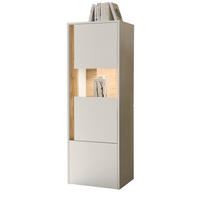 VITRINE weiß, Eiche Wotan 50 x 155 cm, Vitrinenschrank mit 4 Fächern - Eiche Wotan/Schwarz, Glas/Holzwerkstoff (50/155/40cm) - Furn.Design
