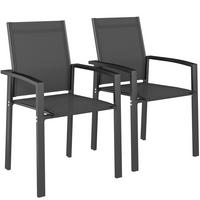 GARTENSTÜHLE 2er-Set DE-13265 stapelbar mit Armlehnen Dunkelgrau - Dunkelgrau, Metall (58/89/56cm) - ComfortXL