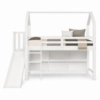 KINDERBETT mit Rutsche und Stauraum 90x200 cm Weiß - Weiß, Holz (90/200cm) - Meubliv