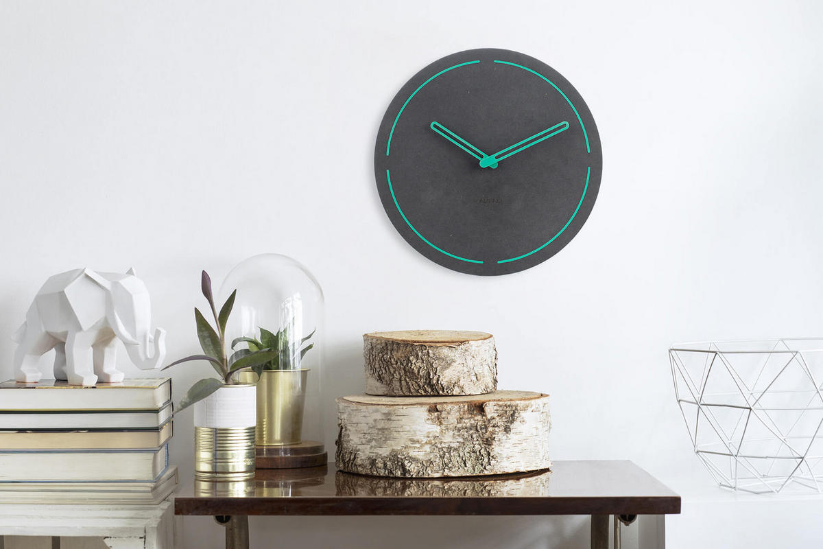 WANDUHR Design Grau 26/26 cm - Schwarz, Holzwerkstoff (0.4/26/1cm) - ONZENO