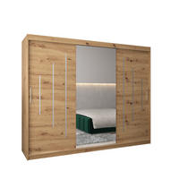 SCHWEBETÜRENSCHRANK 200/250/62 3-türig - Silberfarben/Eiche Artisan, Holz/Kunststoff (250/200/62cm) - Abiks Möbel
