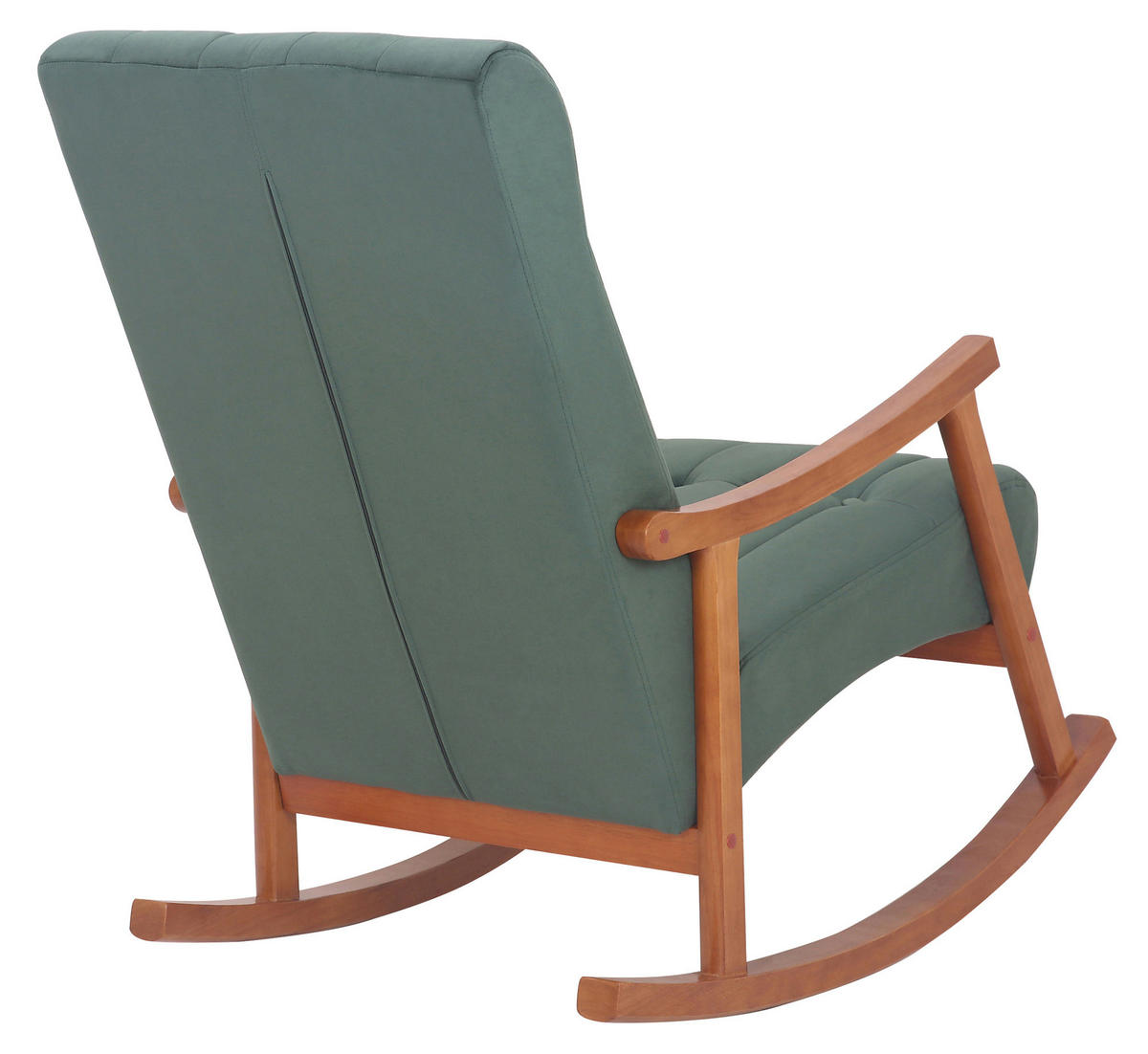 SCHAUKELSTUHL Sarti Samt, Gestell Kautschukholz Walnuss Walnuss/Grün - Walnussfarben/Grün, Holz/Textil (62/98/92cm) - TPFLiving