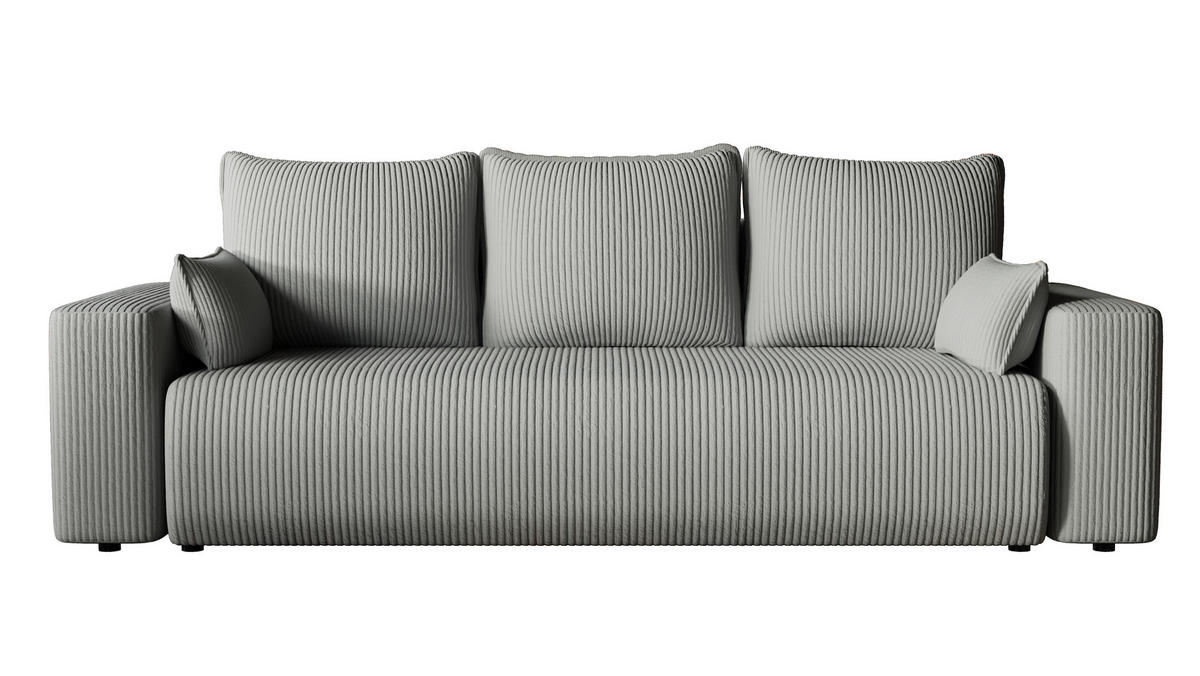 SOFA Bubi mit Bettkasten und Schlaffunktion, Cordstoff - Grau, Holzwerkstoff (242/85/95cm)