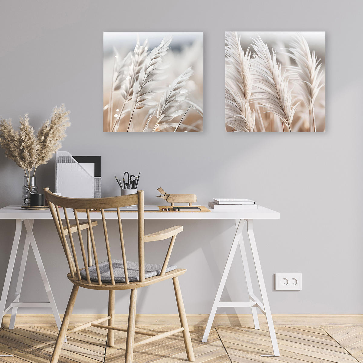 GLASBILD 50x50 cm Natur Gräser - Beige, Glas (50/50cm) - artissimo