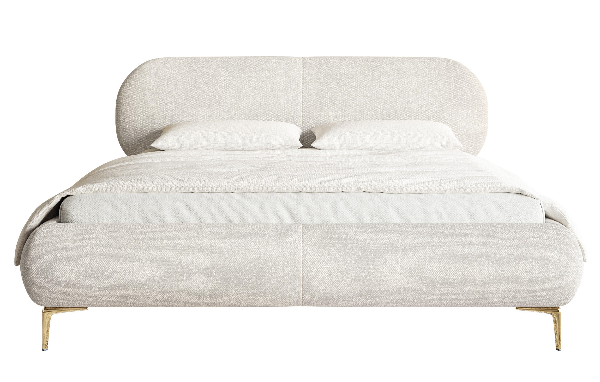 POLSTERBETT Ovalle Cremeweiß mit goldenen Metallbeinen 160 cm - Goldfarben/Creme, Textil/Metall (160/200cm) - Selsey