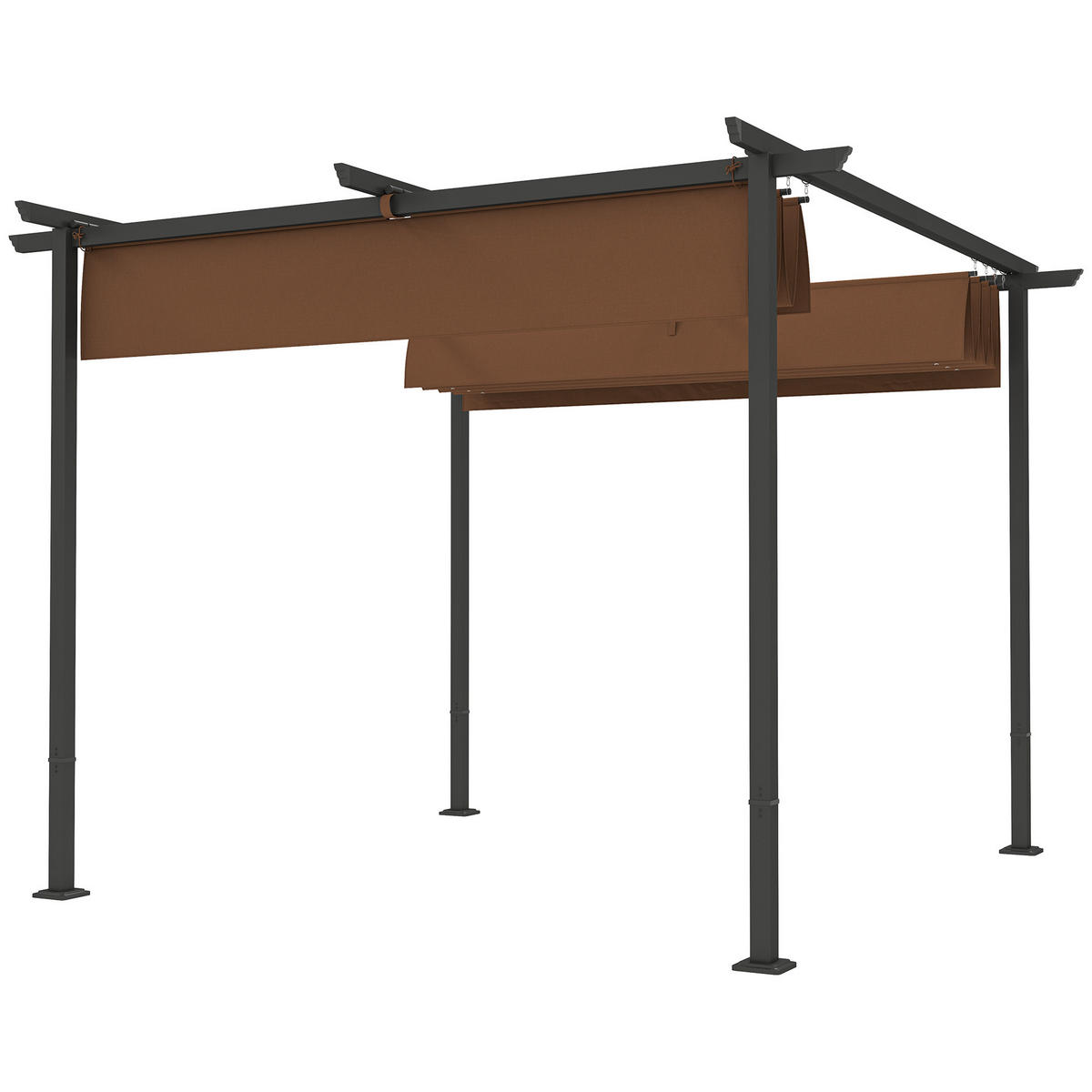 PERGOLA DE-12651 300/300 cm ausziehbar mit Magnetverschluss Braun - Braun, Textil (300/227/300cm) - ComfortXL
