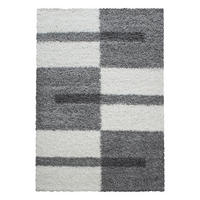TEPPICH Hochflor Shaggy Karo Design Polypropylen Wohnzimmer Hellgrau Läufer 60x110 - Hellgrau, Textil (60/110cm) - KADIMA DESIGN