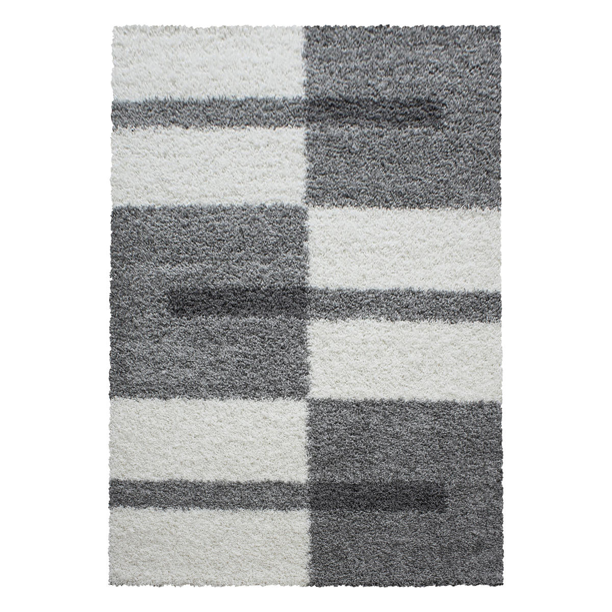 TEPPICH Hochflor Shaggy Karo Design Polypropylen Wohnzimmer Hellgrau Läufer 60x110 - Hellgrau, Textil (60/110cm) - KADIMA DESIGN