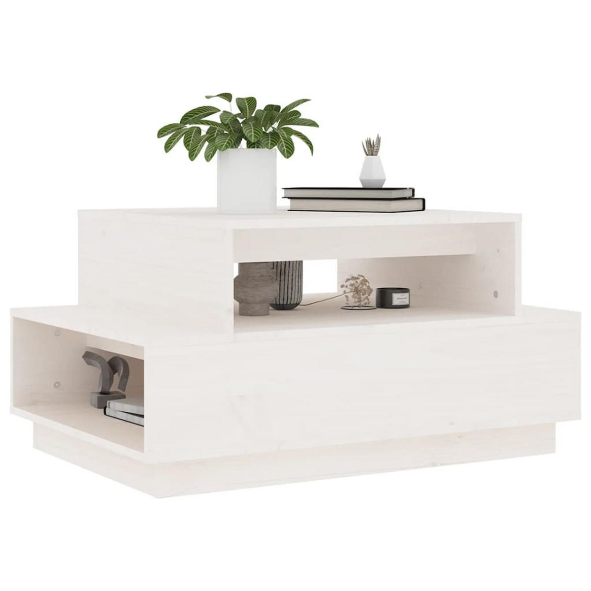 COUCHTISCH Weiß 80x55x40,5 cm Massivholz Kiefer - Weiß, Holz (80/55/40.5cm) - furnicato