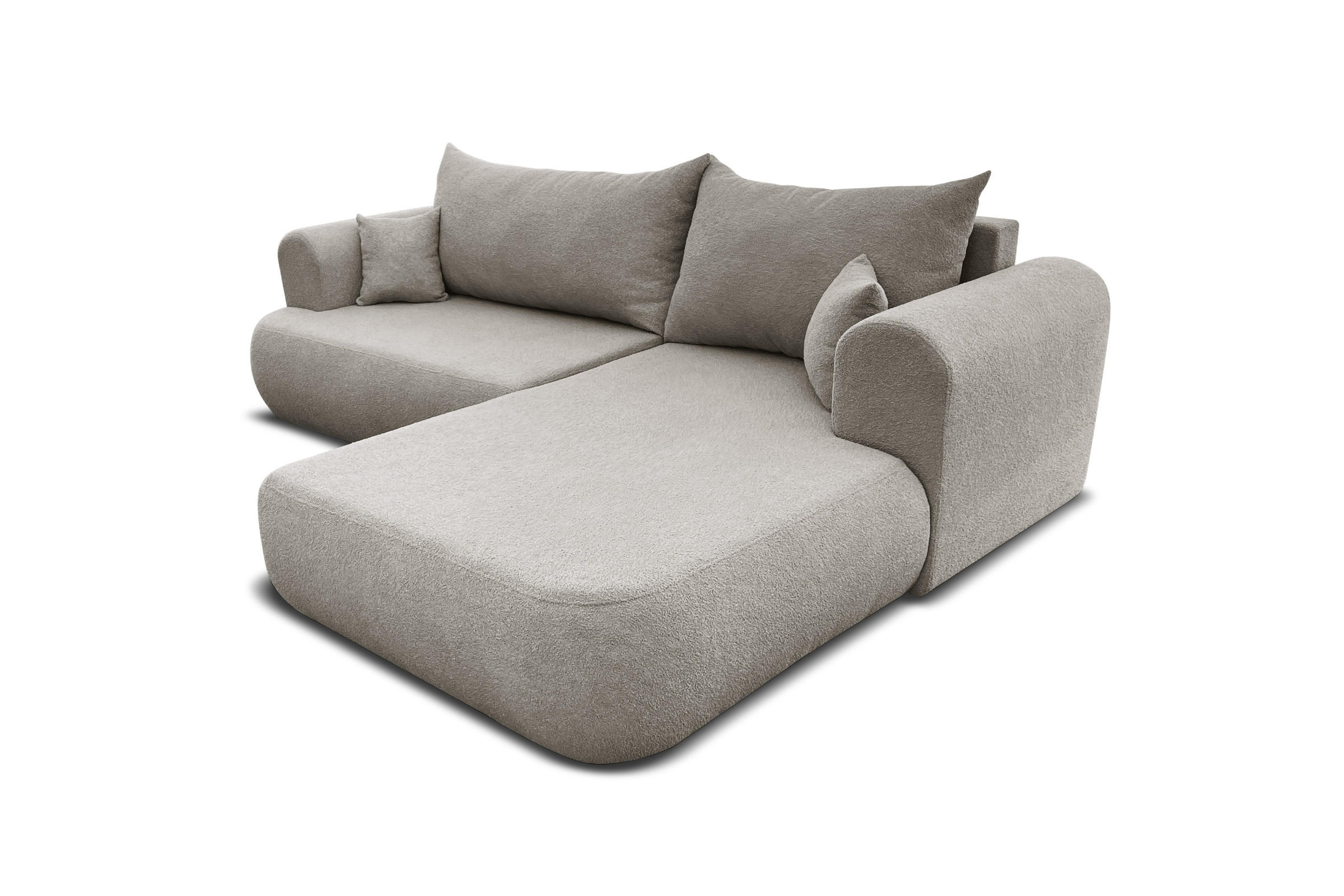 ECKSOFA BRAVO 280/180 in Bouclé Grau-beige rechts - Graubraun, Holz/Holzwerkstoff (280/180cm) - Deine Möbel 24