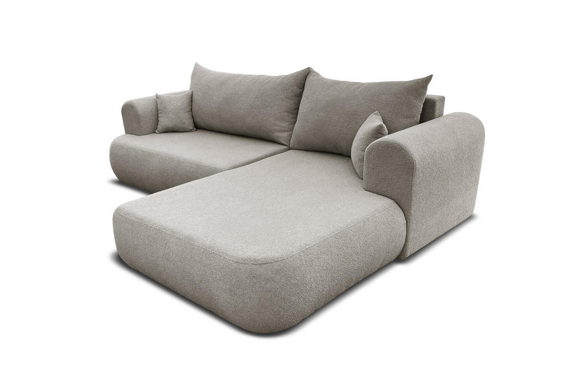 ECKSOFA BRAVO 280/180 in Bouclé Grau-beige rechts - Graubraun, Holz/Holzwerkstoff (280/180cm) - Deine Möbel 24