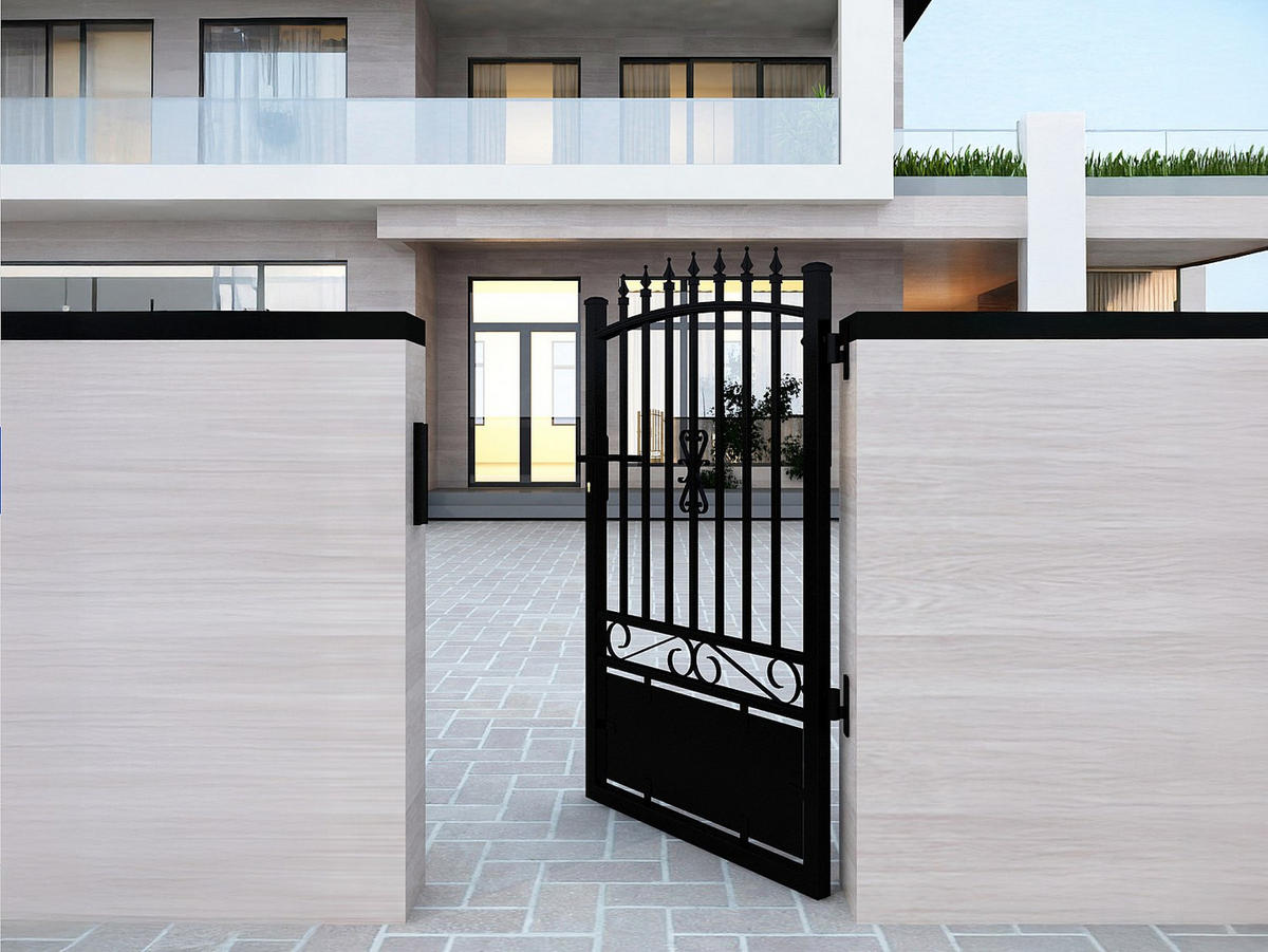 EINGANGSTOR - 100cm x 5cm - Aluminium - schwarz - NERBIS - Schwarz, Metall (100/160cm) - Vente-Unique