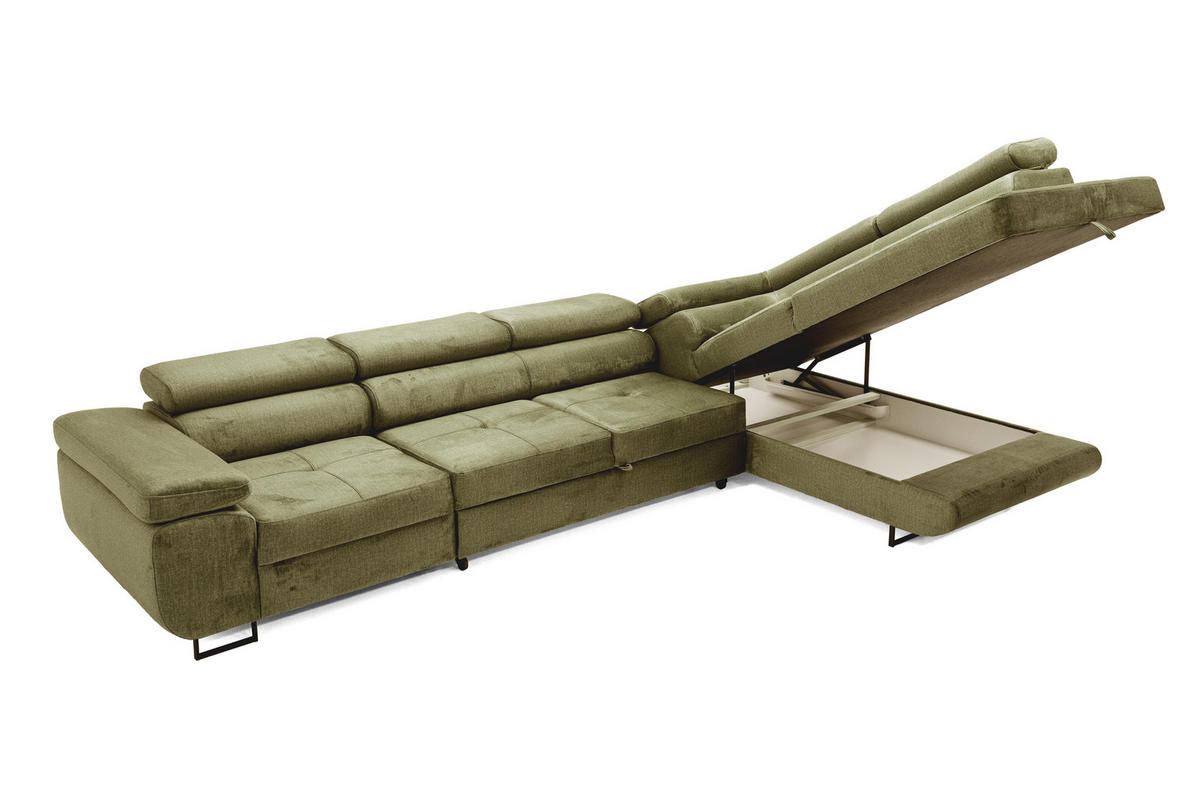 ECKSOFA WILD MAXI Rechts Hellgrün - Chromfarben/Hellgrün, Holz/Textil (203/350cm) - Muffo