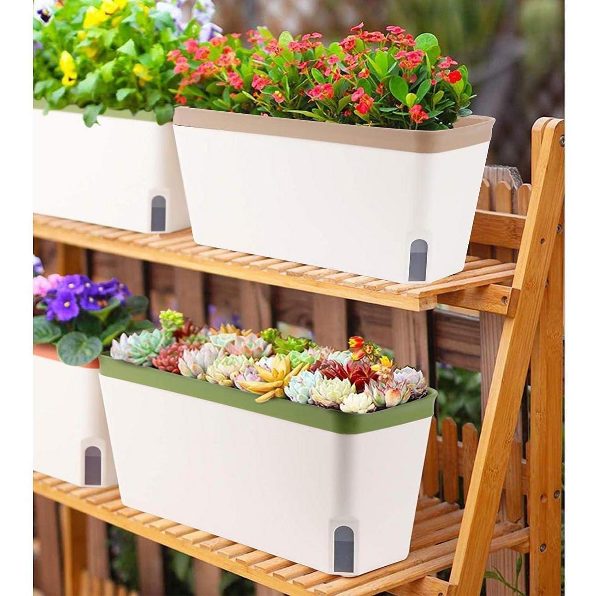 PFLANZTOPF 3-teiliges Set Selbstbewässernd 27 cm Rechteckig Kunststoff - Multicolor, Kunststoff (12/15/27cm)