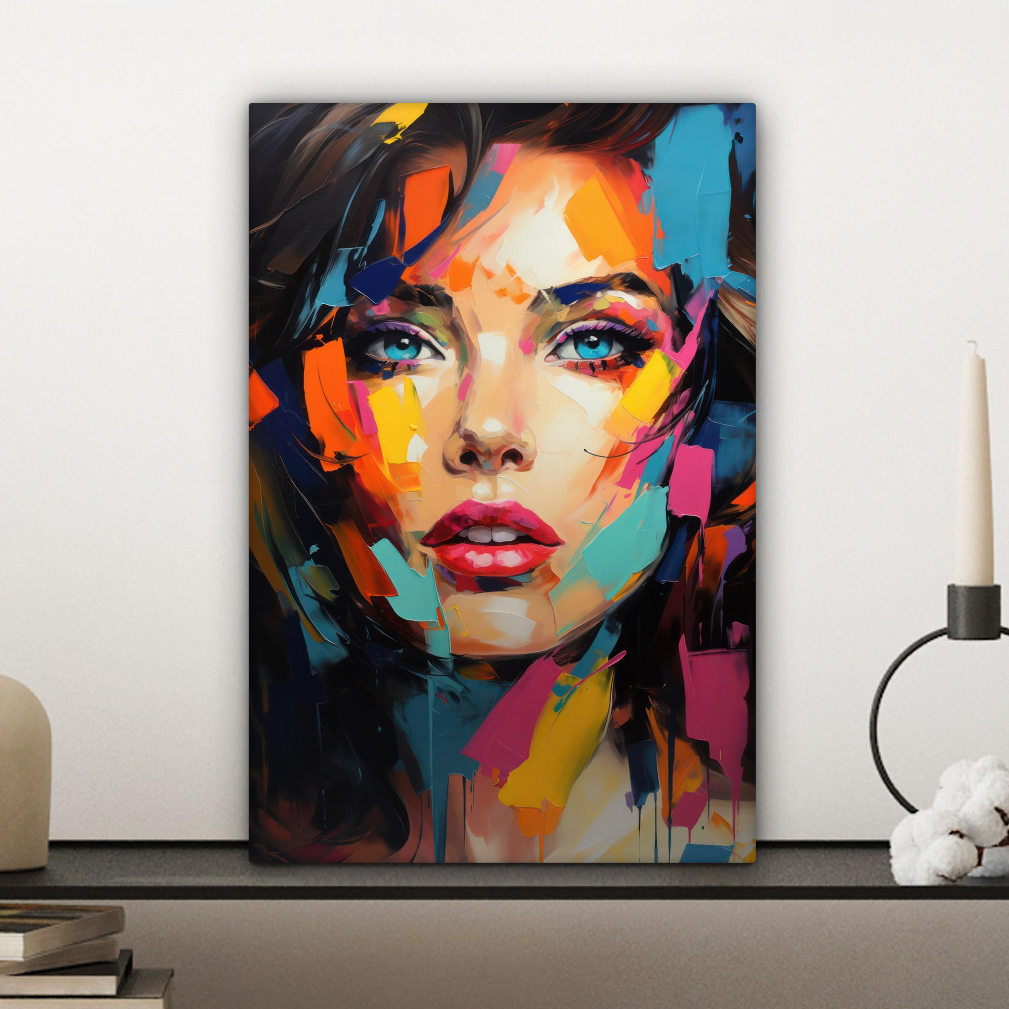 LEINWANDBILD Frau - Porträt - Farbenfroh - Kunst 20x30 cm - Multicolor, Textil (20/30cm) - MuchoWow