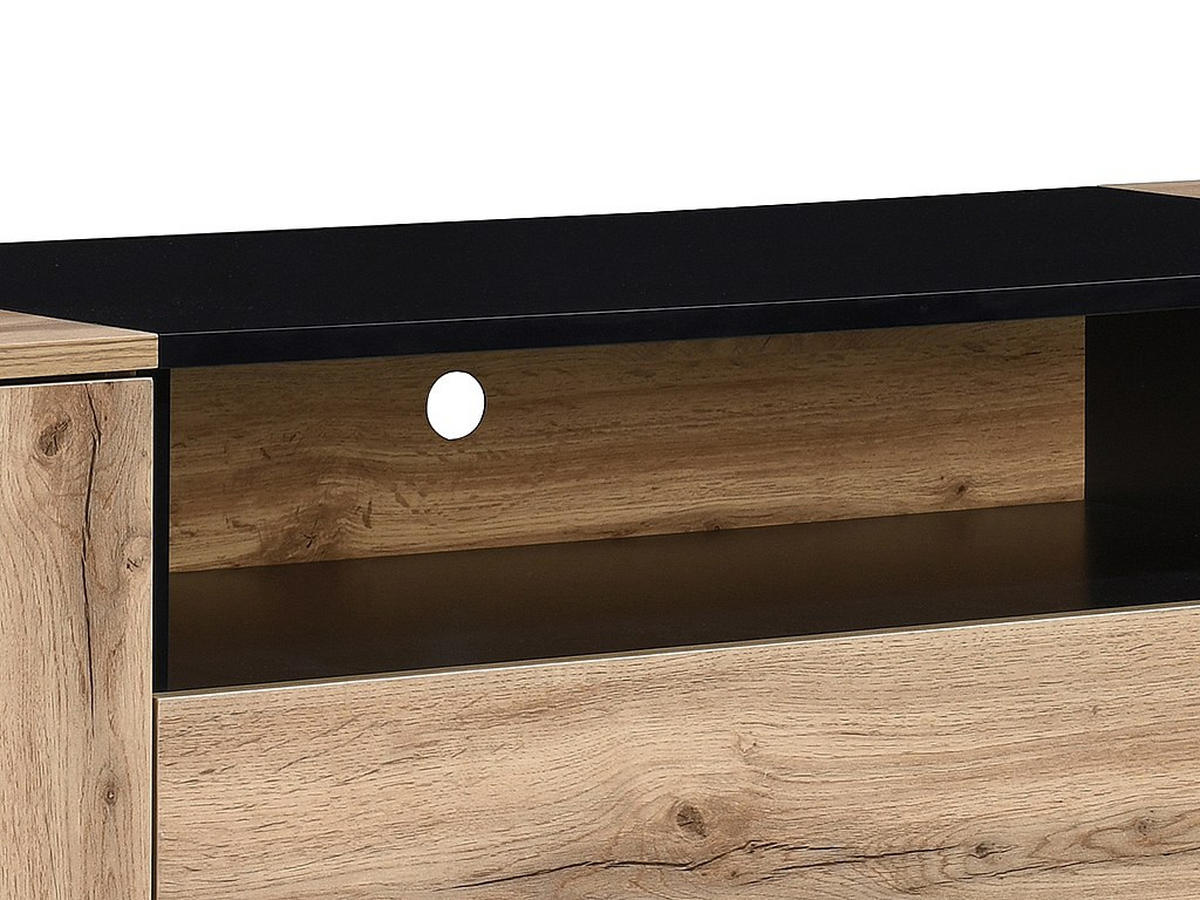 SIDEBOARD mit 2 Türen, 2 Schubladen & 1 Ablagefach - Holzfarben & Schwarz - CEMILINA - Hellbraun, Holz (180/75/40cm) - Vente-Unique