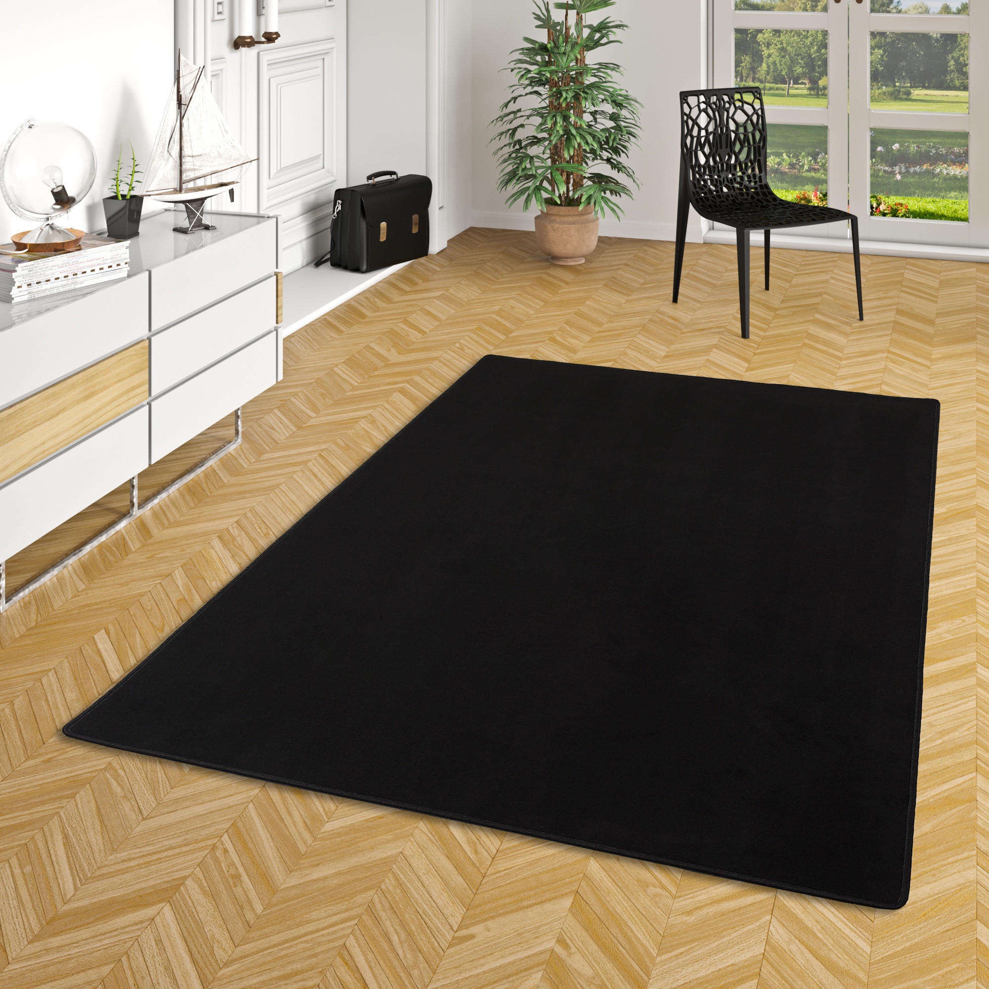 BASIC VELOURS TEPPICH CARLA - Schwarz, Textil (200/250cm) - Snapstyle