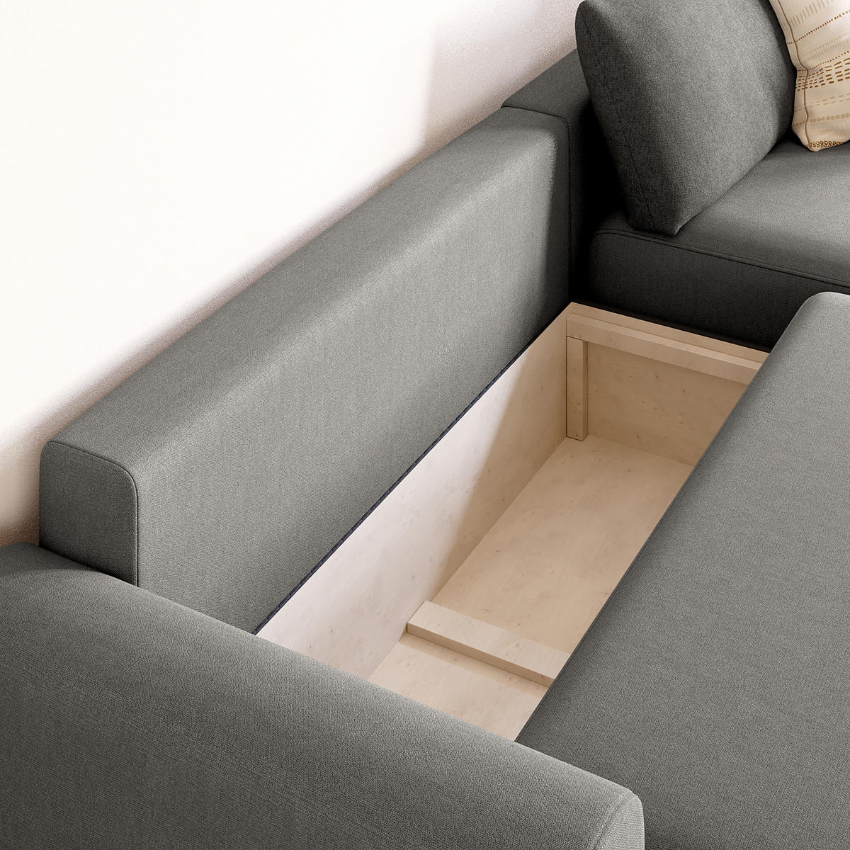 ECKSOFA mit Schlaffunktion - Longchair - Dunkelgrau/Schwarz, Kunststoff/Textil (253/167cm) - home24