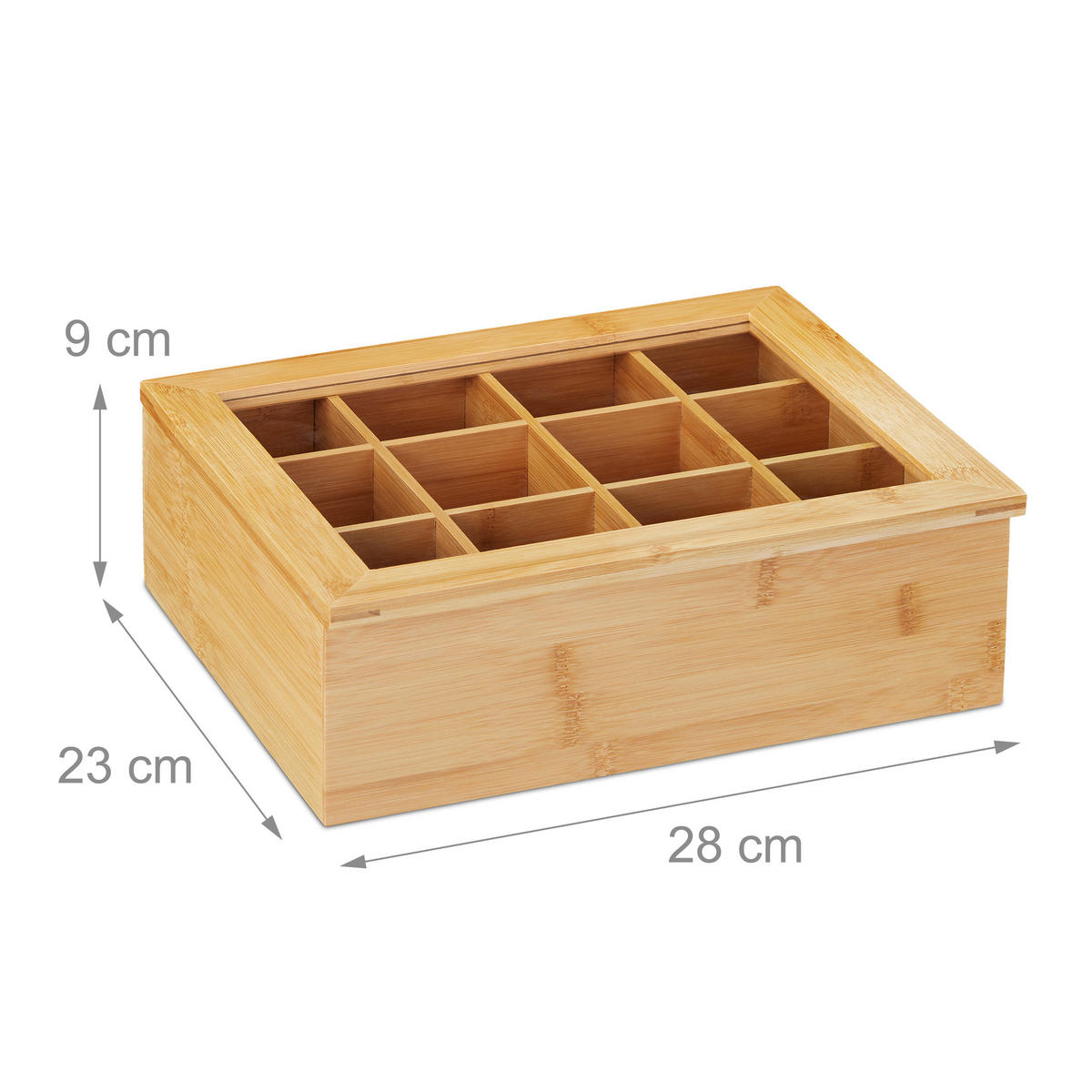 TEEBOX Bambus - Hellbraun, Holz/Kunststoff (28/9/23cm) - Relaxdays