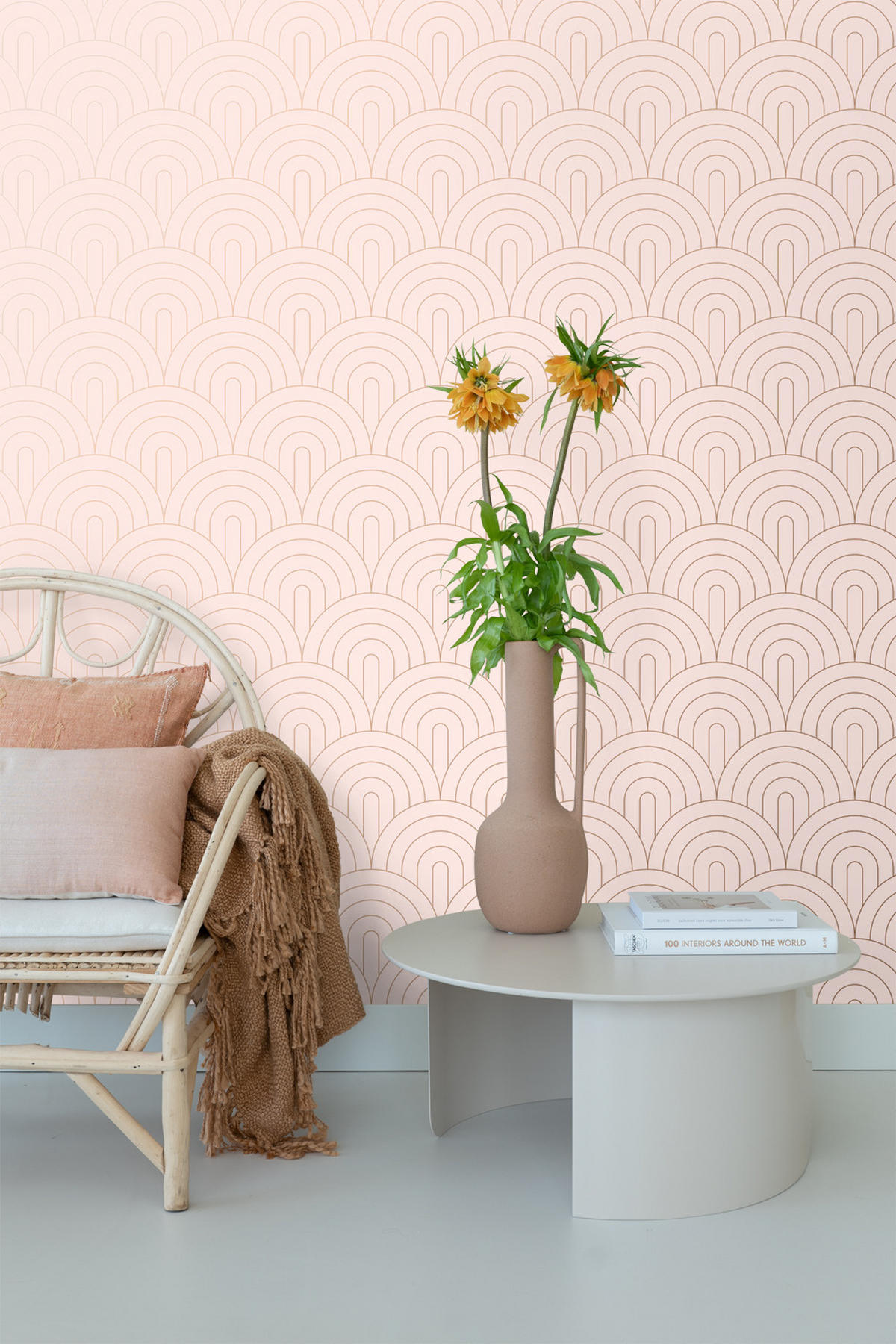 TAPETE Art Decó Muster 53 cm x 10.05 m - Pink, Papier (53/1000cm) - ESTAhome