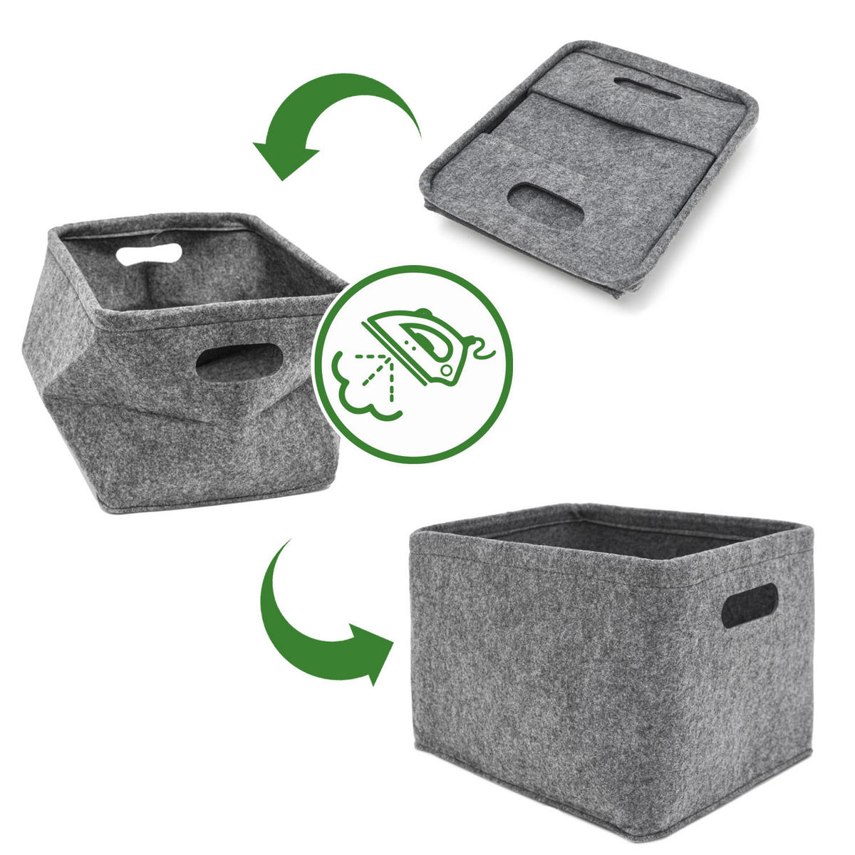 AUFBEWAHRUNGKORB FILZ 32/26 , grau - Grau, Kunststoff (23/32/26cm) - Dunedesign