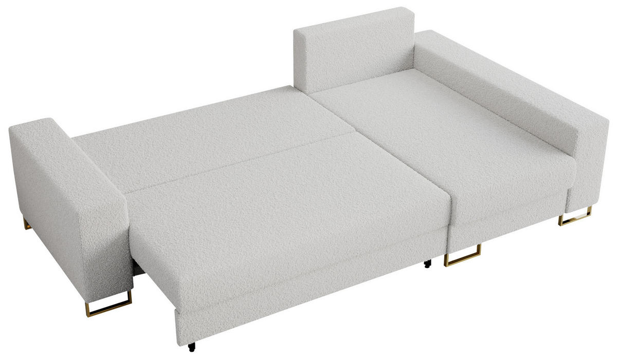 ECKSOFA Dorian Boucle Weiß - Goldfarben/Weiß, Textil/Metall (242/138cm) - MKS
