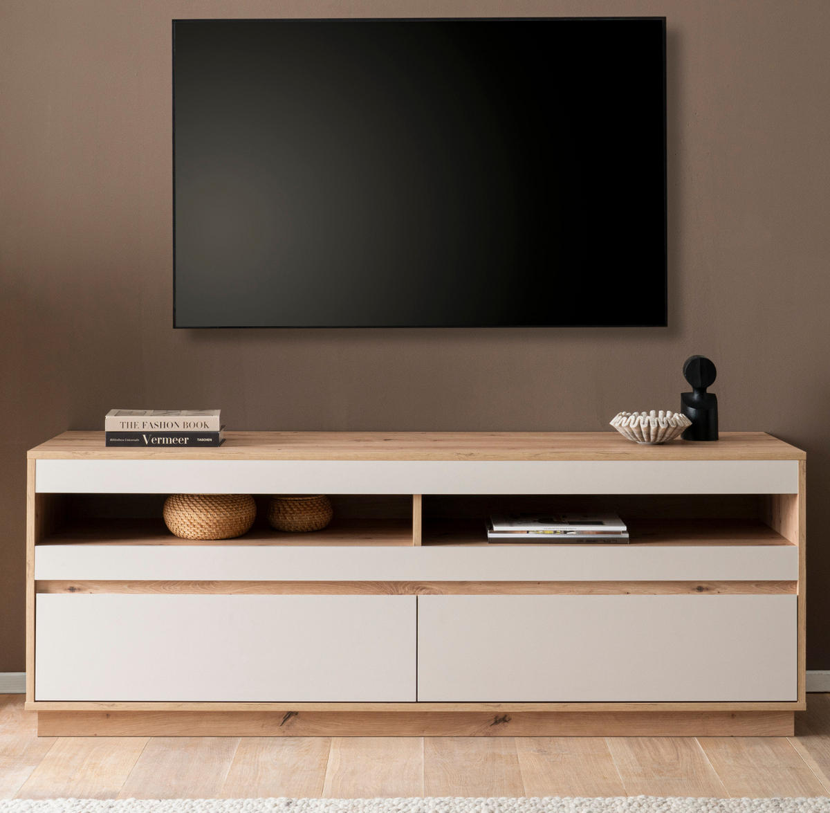 TV-LOWBOARD Kaschmir, Eiche Artisanm 162 cm, TV Unterteil mit Schubkästen - Kaschmir/Eiche Artisan, Holzwerkstoff/Metall (162/60/45cm) - Furn.Design